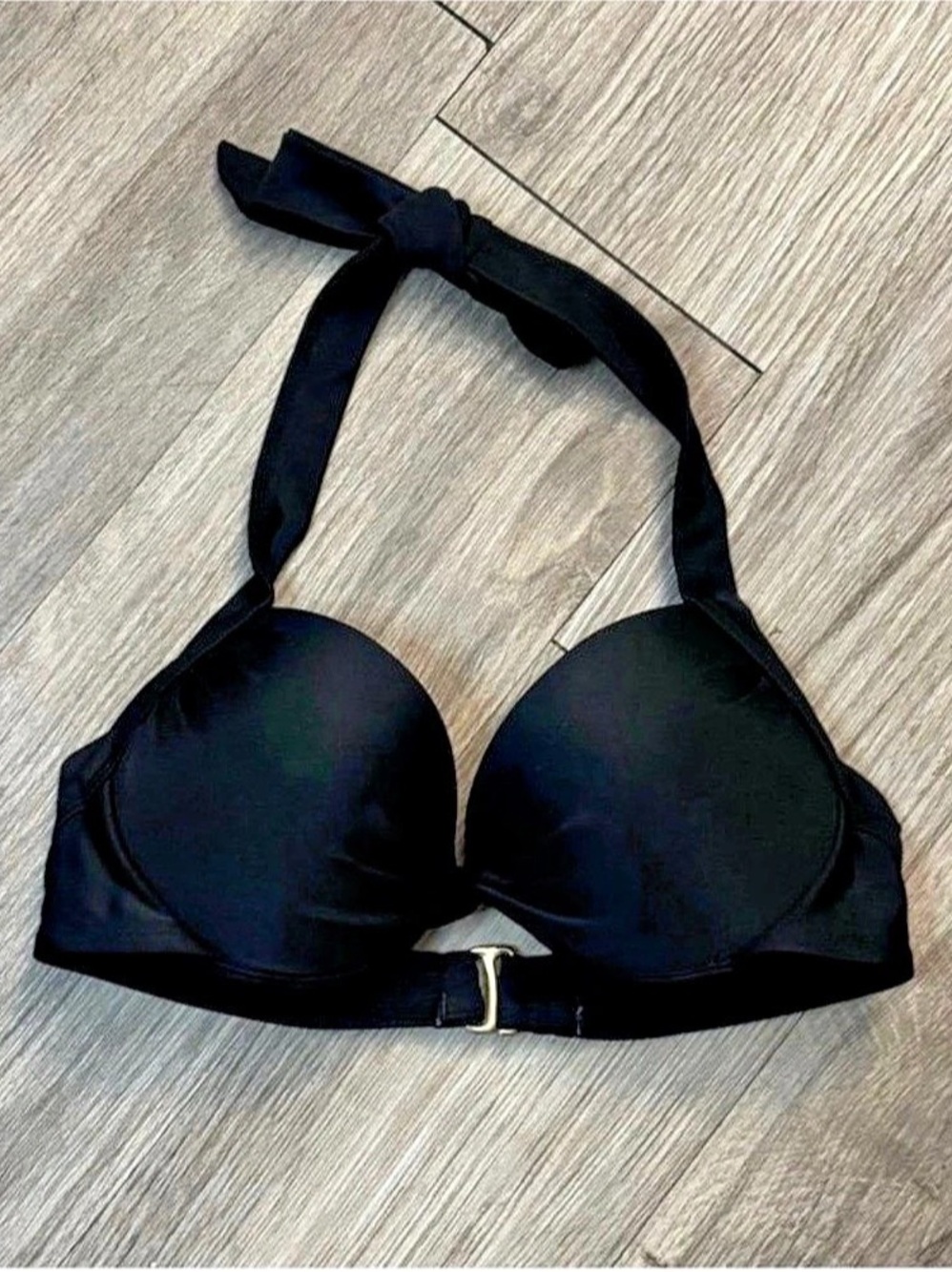 Tahari Black Halter padded bikini top Like New